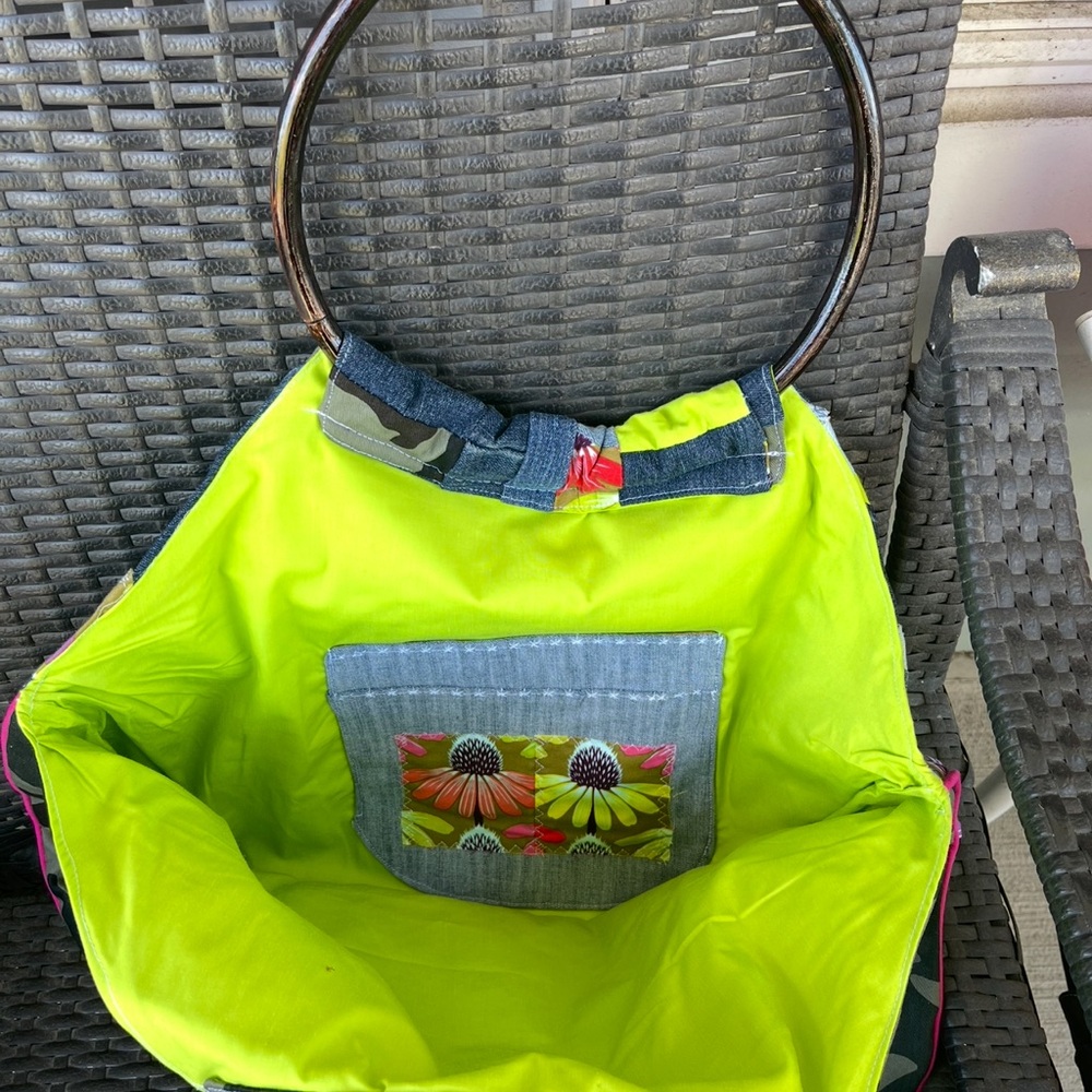 Extra Large Patchwork Tote Bag With Circular Hand… - image 4